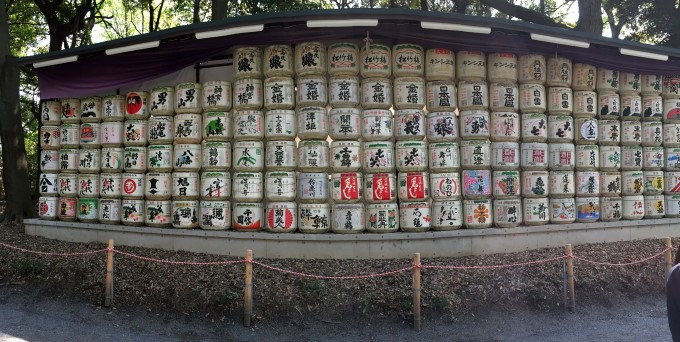 Barrels of Sake at Meiji Shrine