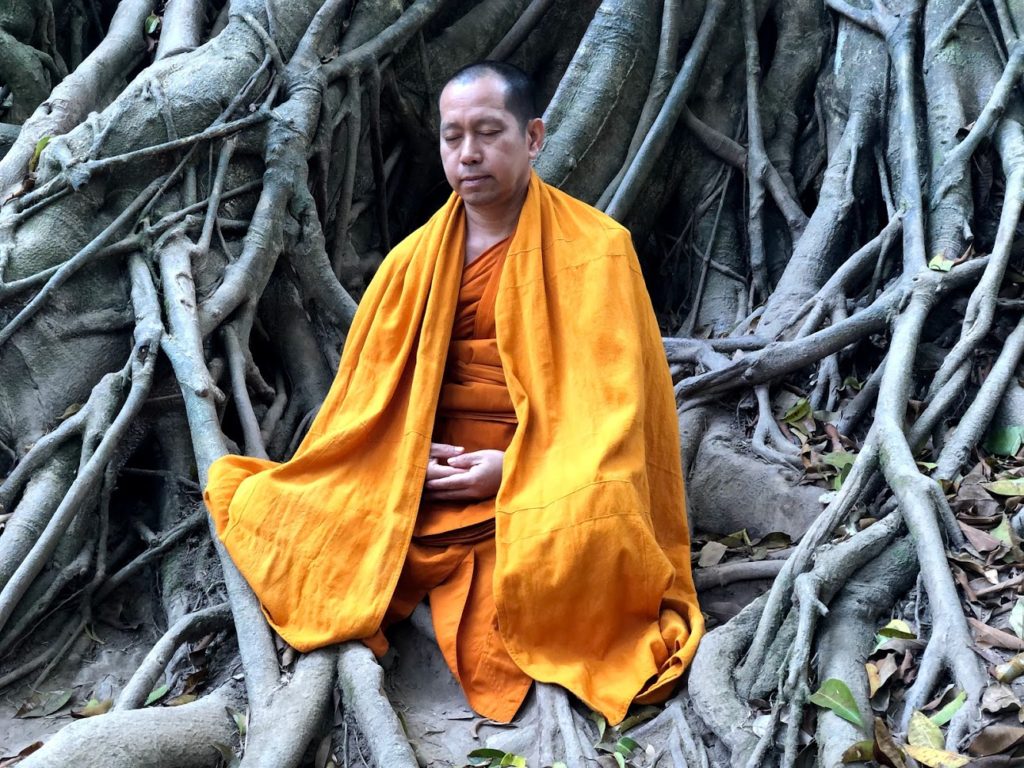 Buddhist Monk in Kuang Si Falls, Luan Prabang, Laos